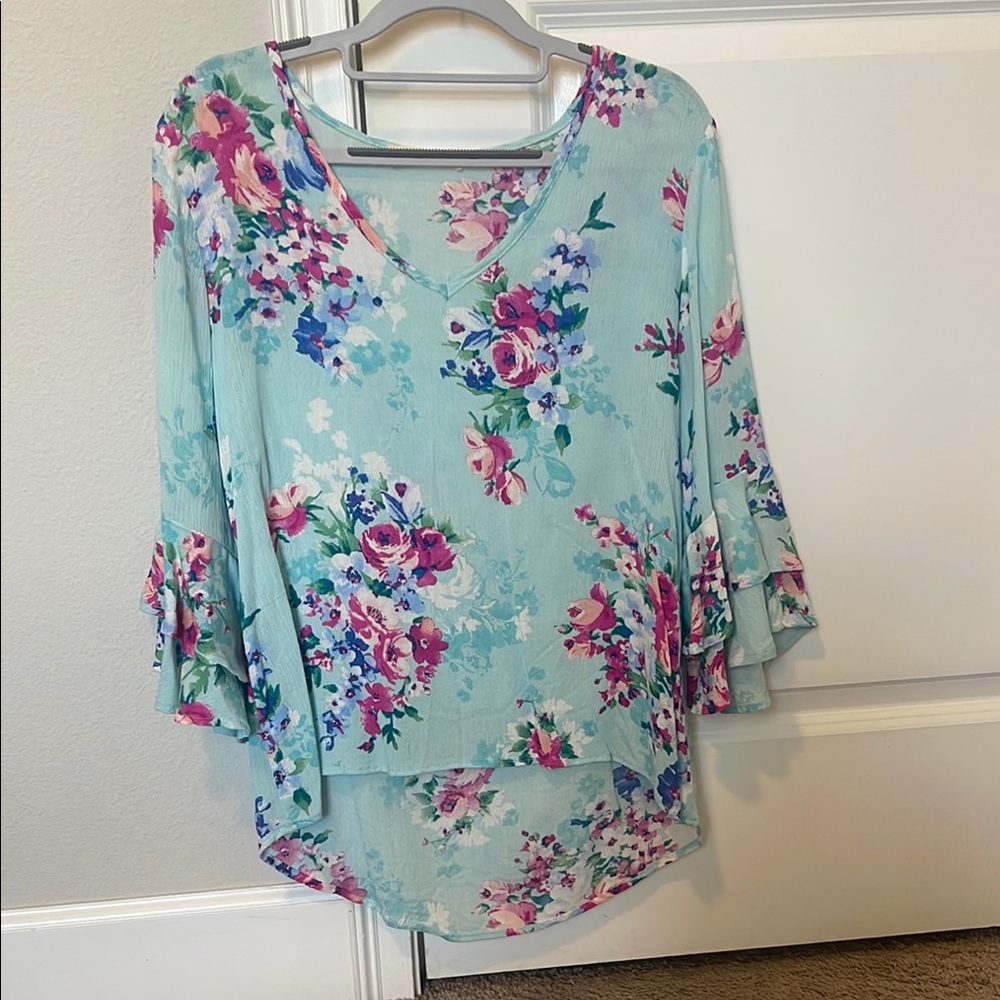 Floral V-Neck Women's Top